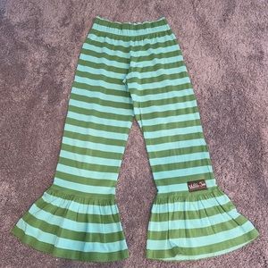 Matilda Jane Blue and Green Stripe Ruffle Pants